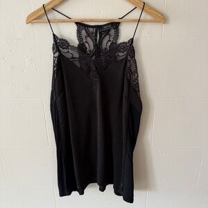 Black Lace Trim Satin Camisole